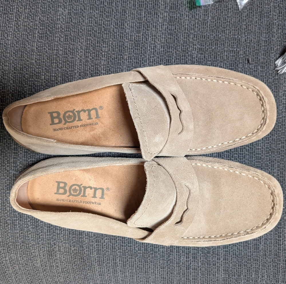 Born Melinda Taupe Suede Slip On Loafers Sz 6.5